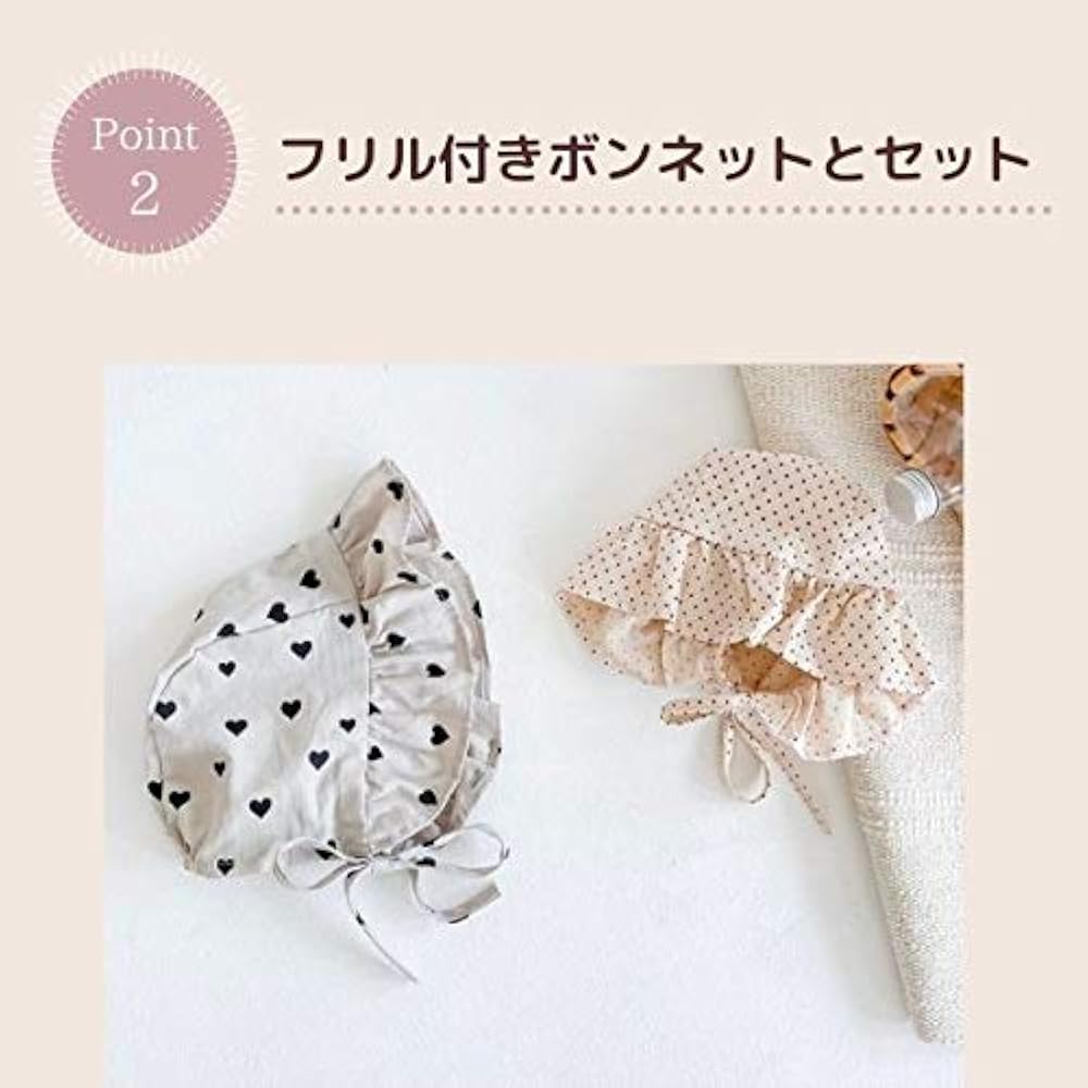 Amazon.co.jp: Citron ドット ハート ロンパース 2点 セット